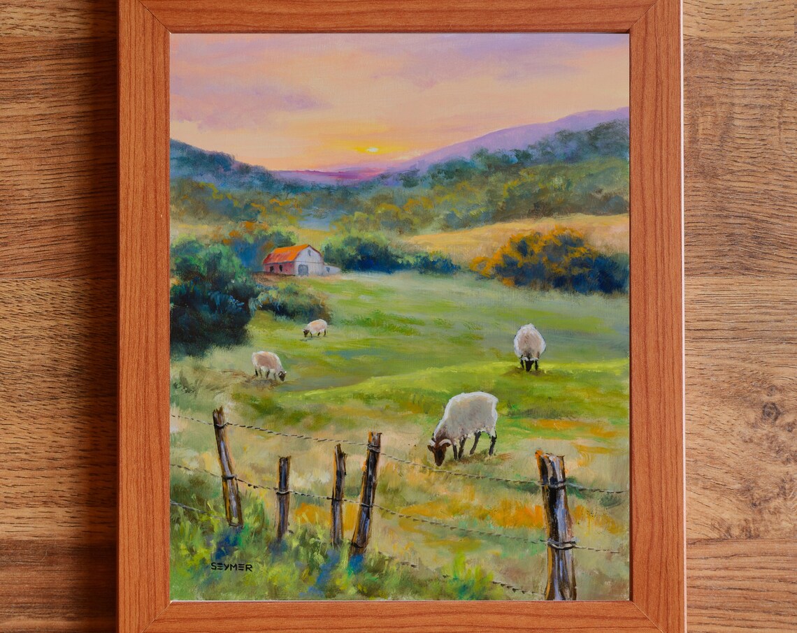 Rural Sheep Pastoral Landscape, Cottagecore Art Print - Image 6