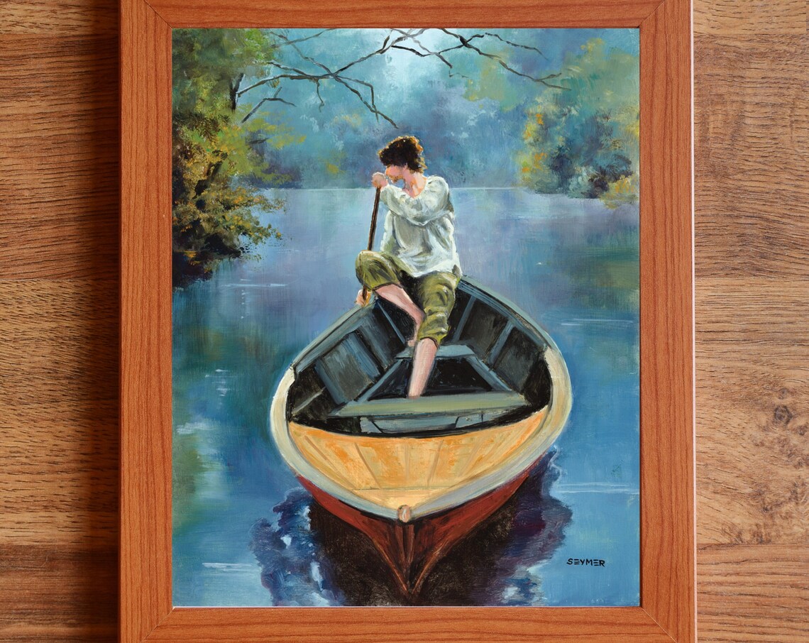 Fisherman Swamp Landscape Boats, Lake House Wall Art Print - Image 4
