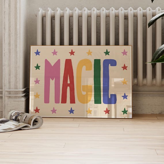 Colourful Nursery Magic Stars Kids Room Art Print