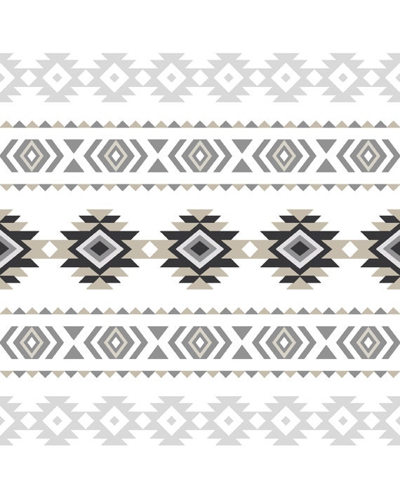Aztec Wall Print Modern Home Decor Geometric Aztec Pattern Monochrome Prints Grey Taupe Prints Native Signs Black White