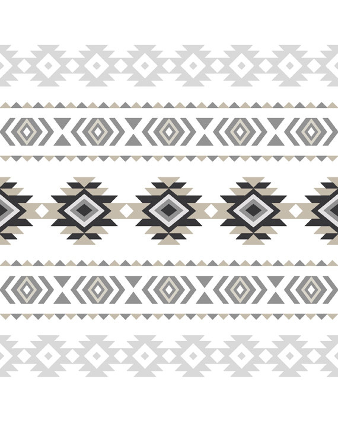 Aztec Tribal Pattern Grey Taupe Geometric Stripe Modern Art Poster