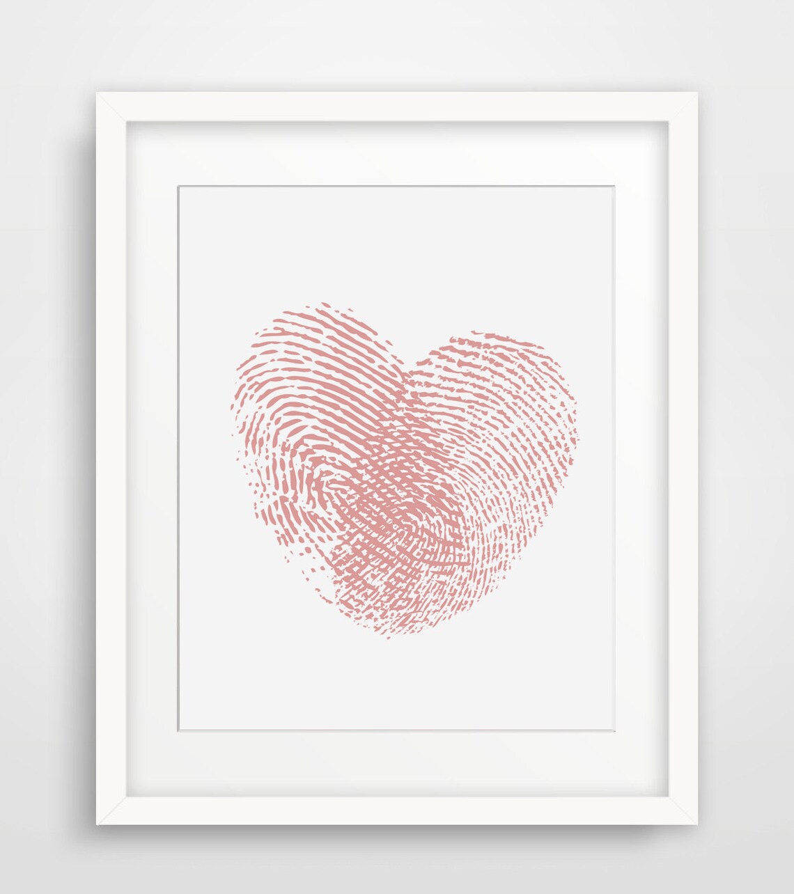 Pink Fingerprint Heart Valentine Love Modern Minimalist Wall Art Print - Image 2