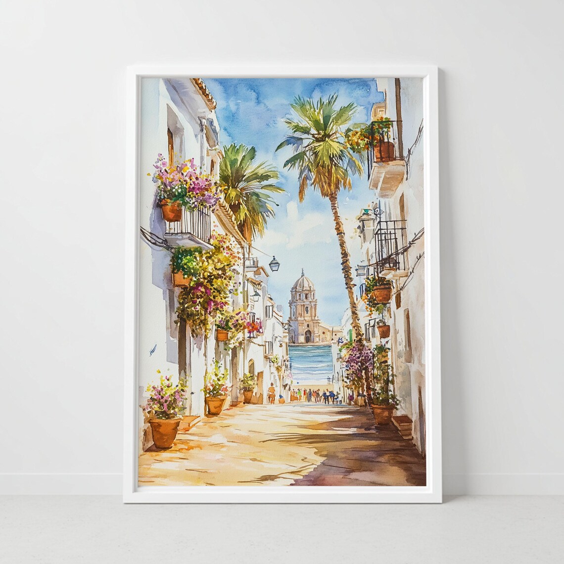 Cadiz Spain Watercolor Print, Coastal Andalusia