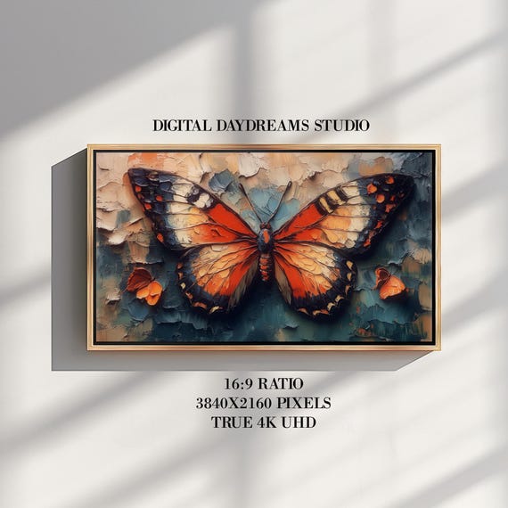 Bold Butterfly Relief Painting For Frame Tv Textured Art In Warm Tones Nature Inspired Home Decor