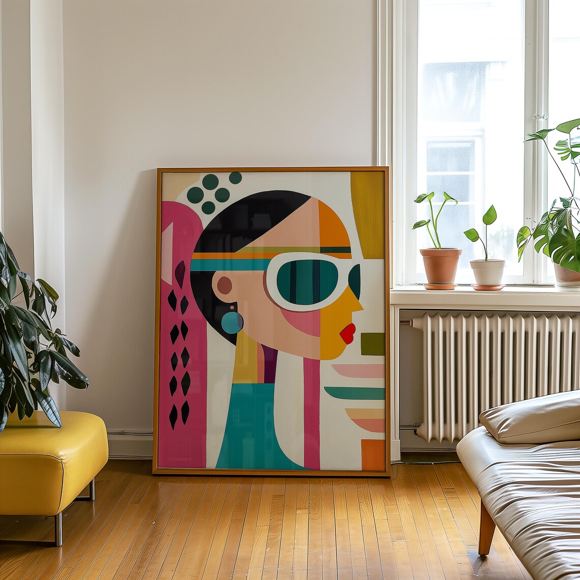 Cubist Woman Portrait Sunglasses Bold Colorful Geometric Art Poster - Image 4