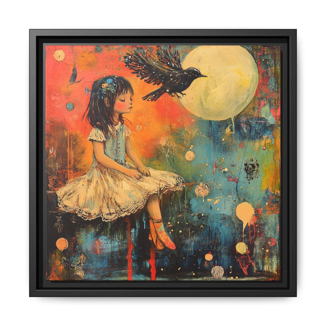 Vintage Abstract Bird And Girl, Nursery Decor - Image 5