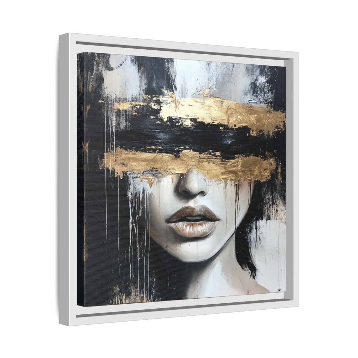 Modern Gold Metallic Looking Artwork, Statement Piece - Image 4