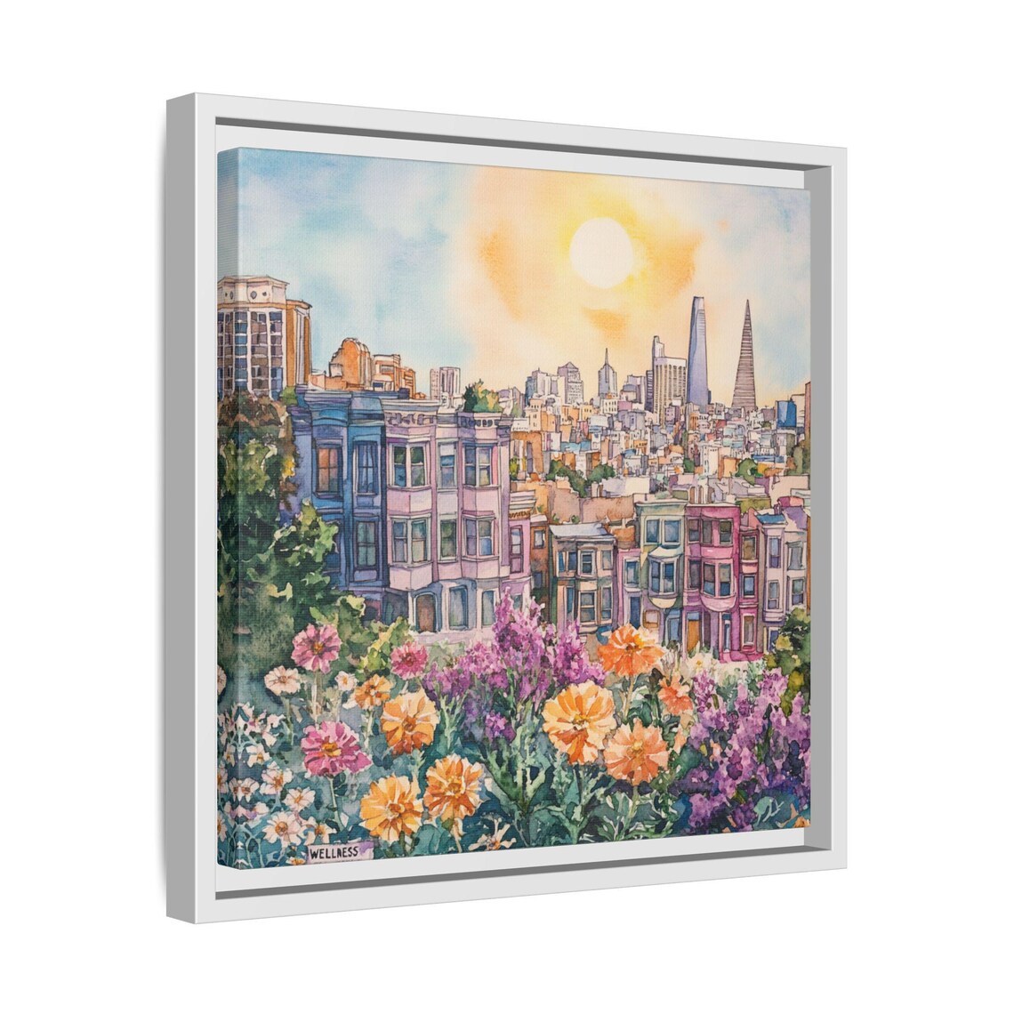 San Francisco Watercolor Cityscape, Abstract Art Print - Image 4