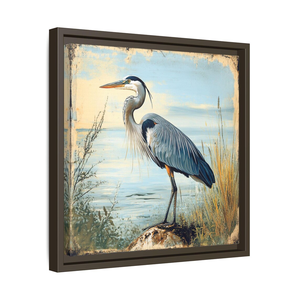 Blue Heron Vintage Style Art Print, Art Nouveau - Image 2