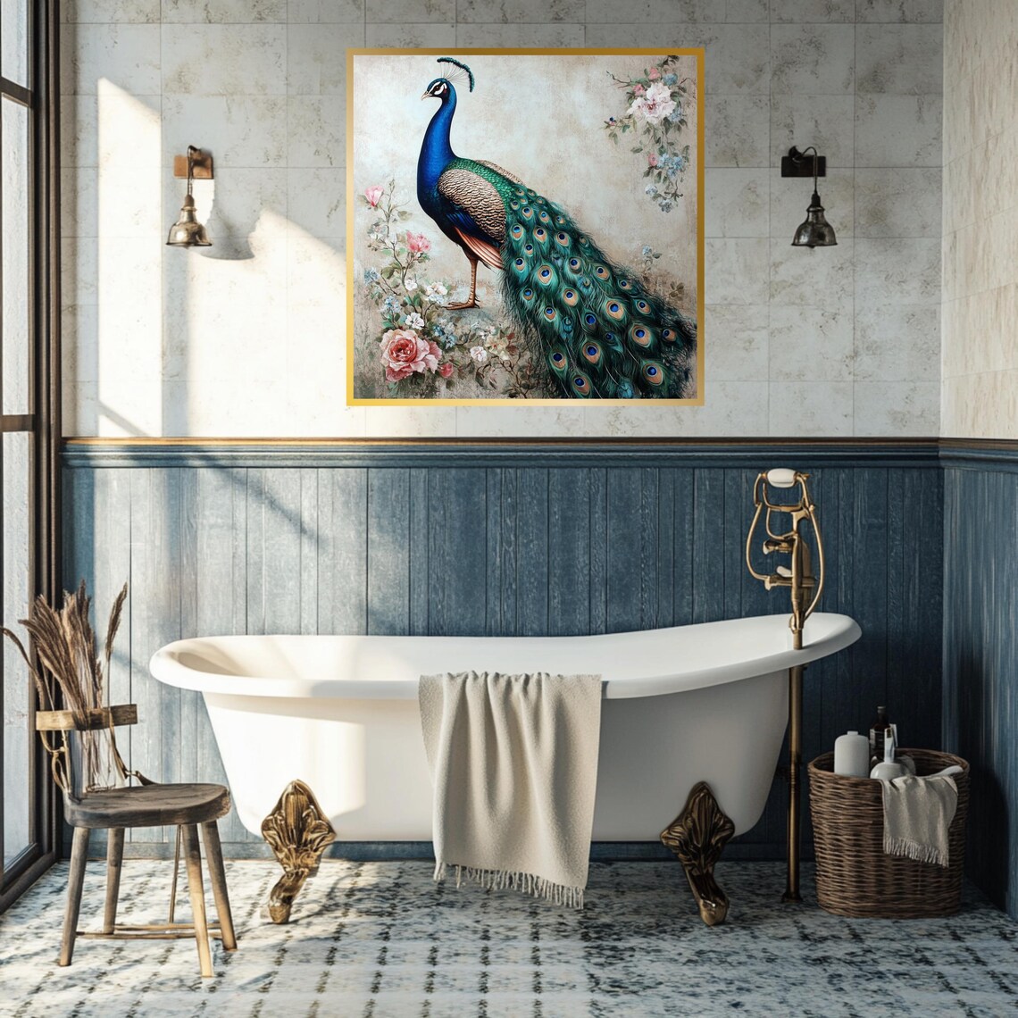 Vintage Peacock Art Print, Elegant Nature-Inspired Decor - Image 3