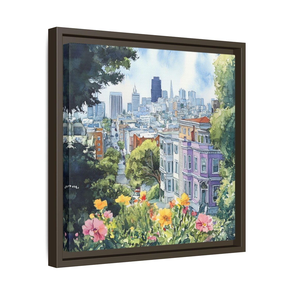 San Francisco Watercolor Cityscape, Abstract Art - Image 3