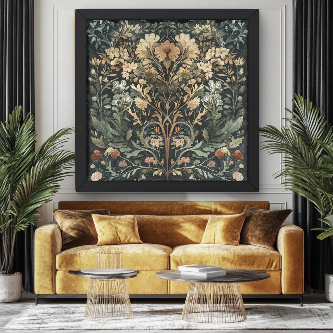 William Morris Inspired Floral Art, Vintage Botanical
