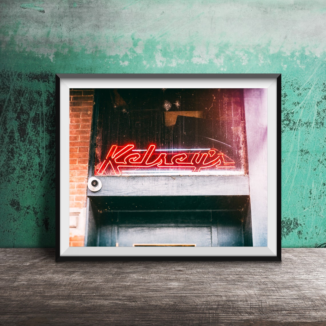 Kelsey's Bar Lincoln Park Chicago Red Neon Window Sign Poster