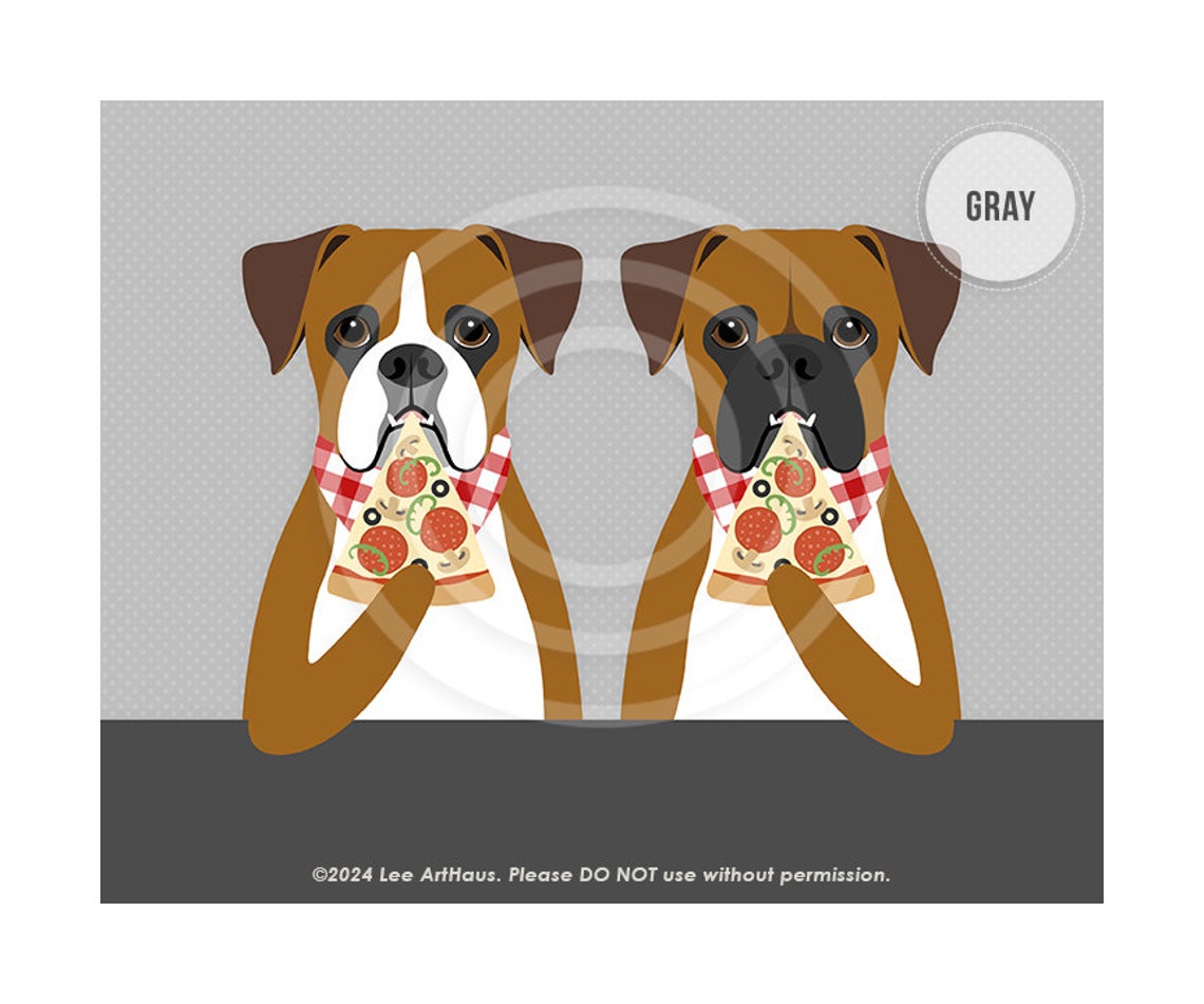 827dp Boxer Dogs Two Boxer Dogs Eating Pizza Art Funny Dog Gifts Dog Eating Pizza Dog Artwork Pizza Lover Boxer Mom Gifts - Image 6