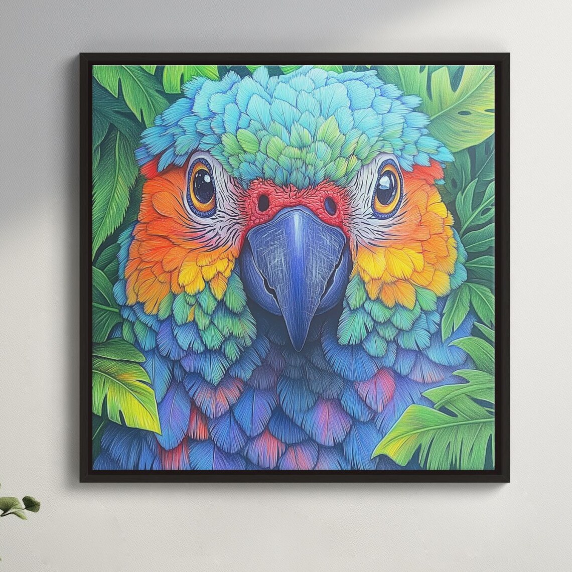 Colorful Parrot Close Up Tropical Bird Feather Detail Poster