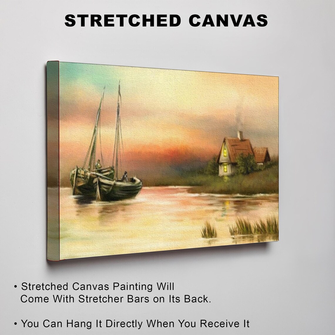 Fishing Boats at Sunset Beside a Quiet Lakeside Cabin Poster - Image 3