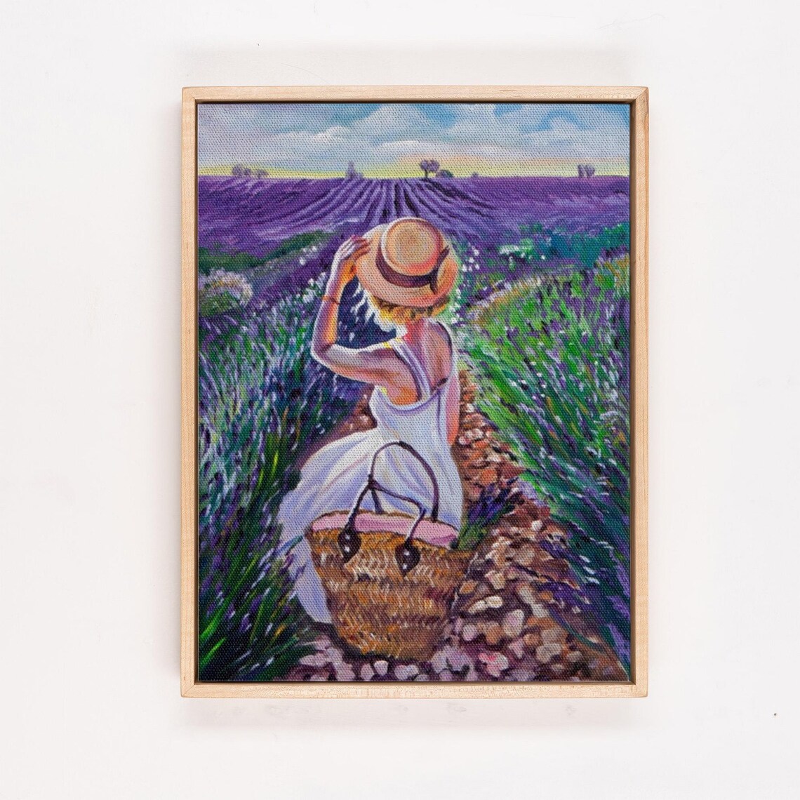 Woman In Straw Hat Sitting In Lavender Field At Sunset Poster - Image 4