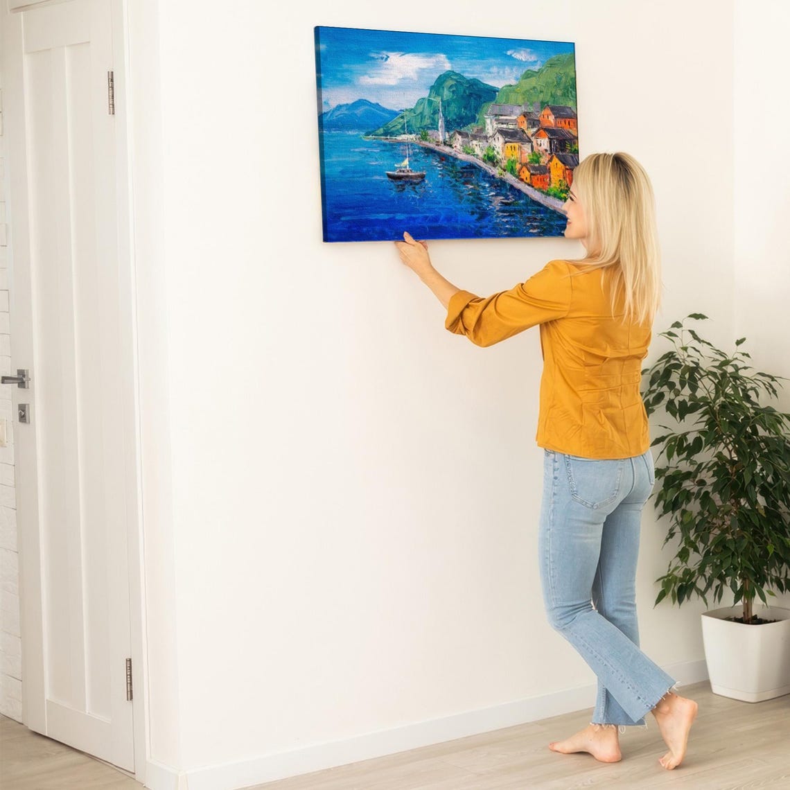 Hallstatt Austria Lakeside Village Painting Lake View Poster - Image 5