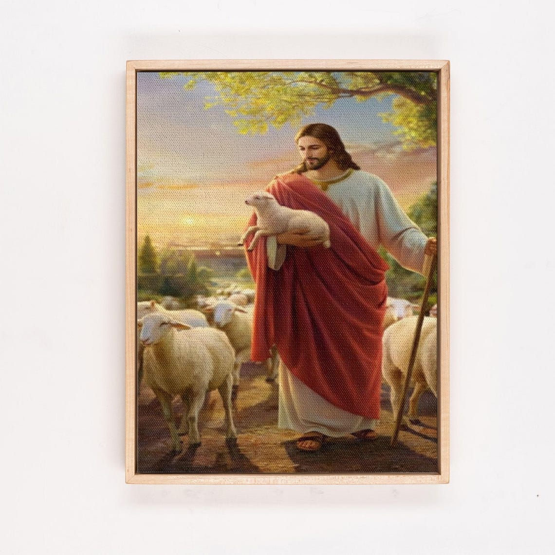 Jesus the Good Shepherd Carrying the Lost Lamb Painting Poster - Image 4