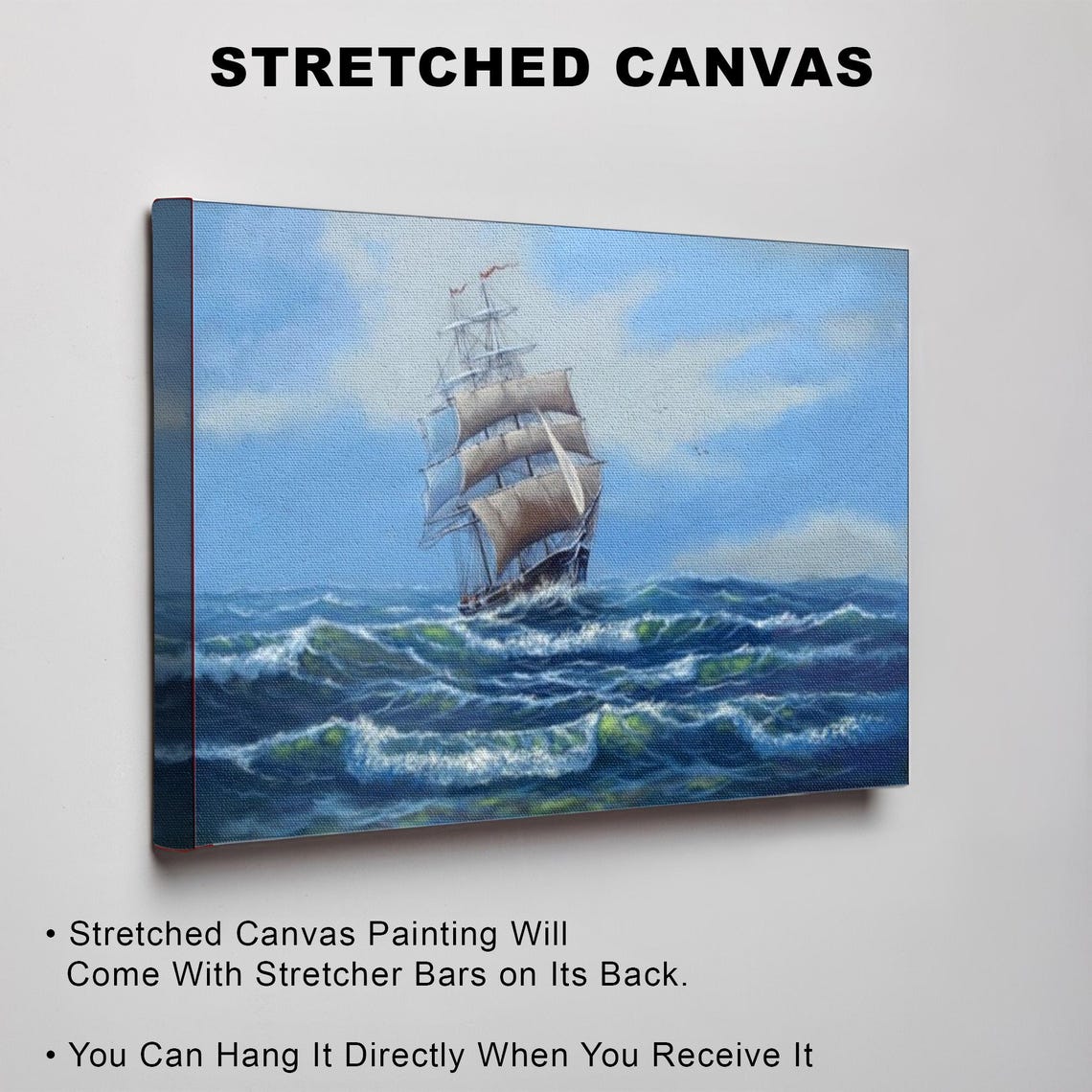 Tall Ship With Full Sails Riding Deep Blue Ocean Waves Poster - Image 3