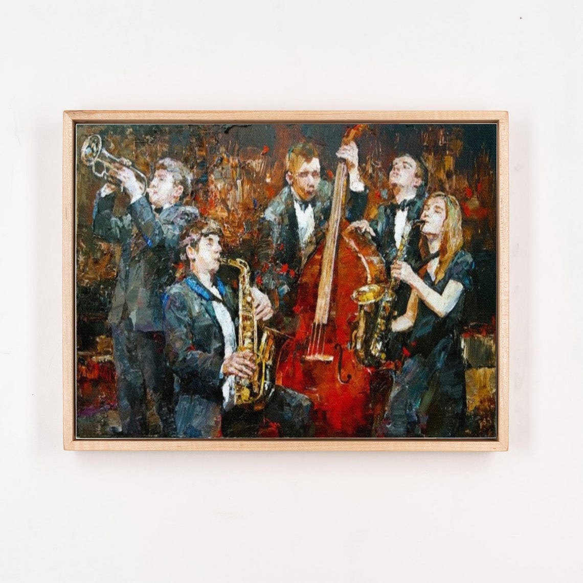Jazz Band Performing with Saxophone and Trumpet Painting Poster - Image 4