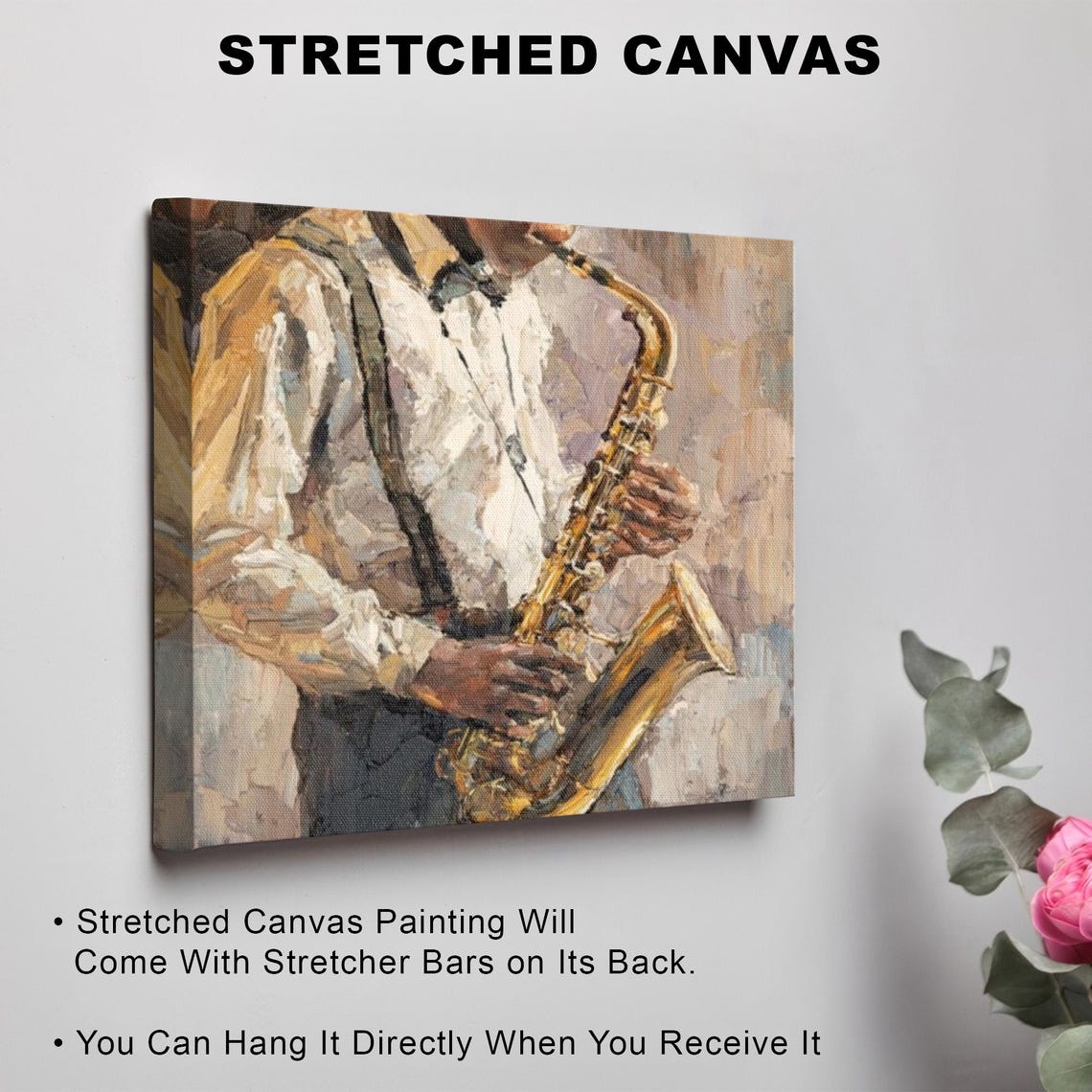 Jazz Saxophone Player Warm Oil Painting Style Music Room Poster - Image 3