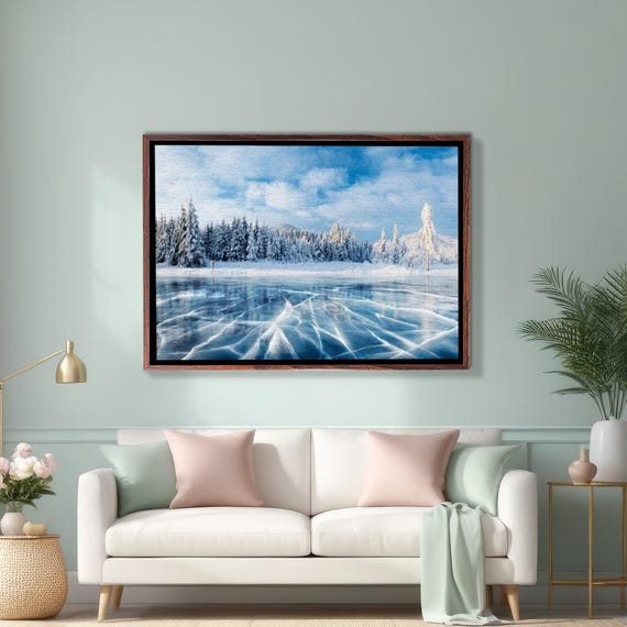 Frozen Lake In Ukraine Decorative Wall Art Nature Wall Decor Landscape Wall Table Nature Art