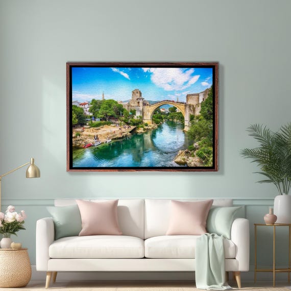 Mostar Bridge Wall Art Regional Wall Decor Gift For Home Decor Housewarming Gift Framed Wall Art