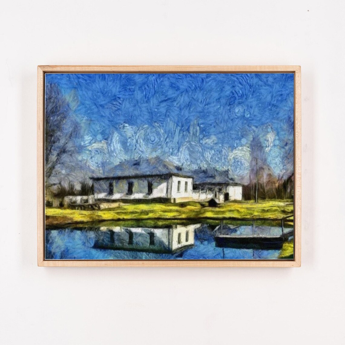 White House By The Lake With Rowboat Impressionist Art Poster - Image 4