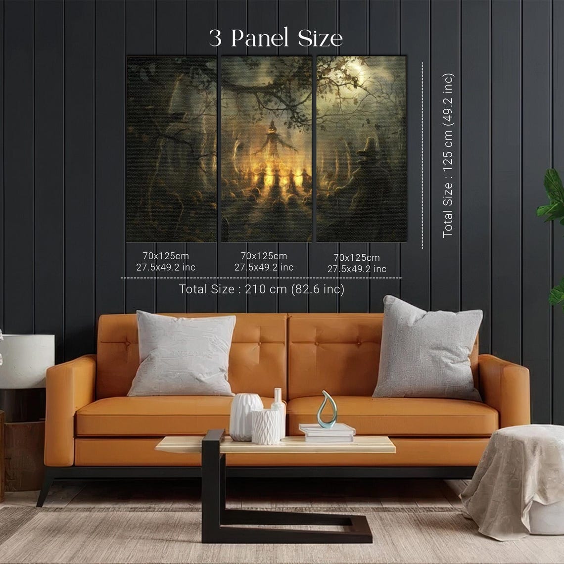 Halloween Pumpkin Patch With Scarecrow at Night Spooky Poster - Image 2