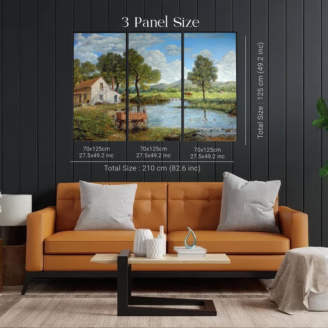 Village And Stream Landscape Decorative Wall Painting Landscape Wall Table Nature Print Nature Decor - Image 2