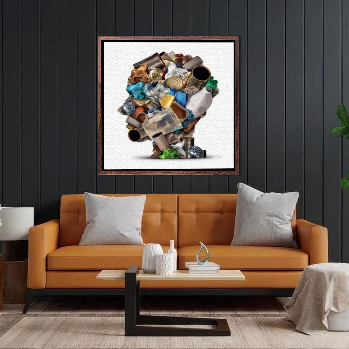 Surreal Human Head Made Of Trash Environmental Awareness Poster - Image 2