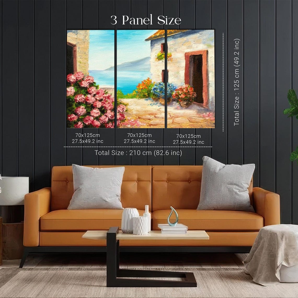 Mediterranean Coastal House With Pink Flowers And Sea View Poster - Image 2