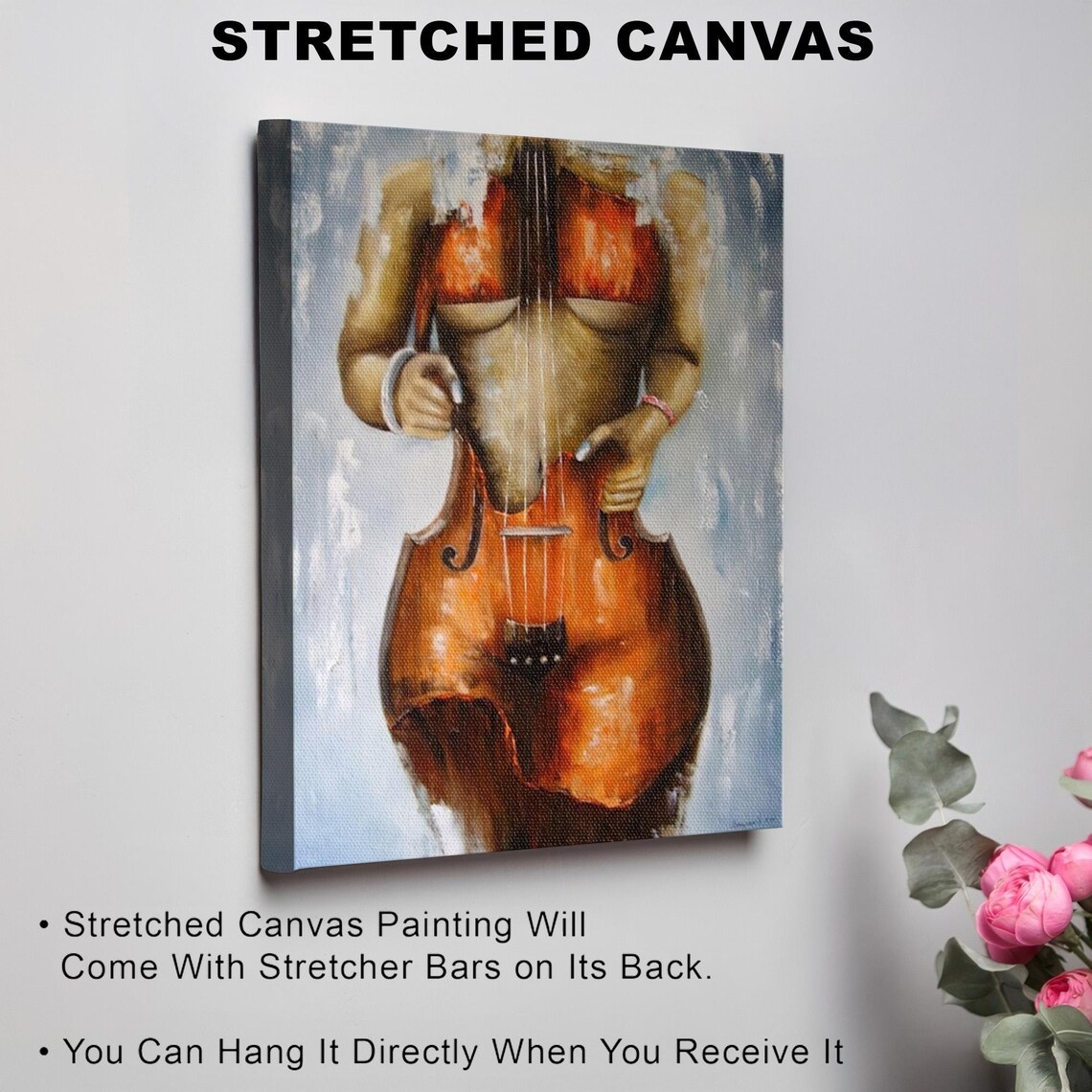 Surreal Painting of a Woman's Torso Blended with a Violin Body Poster - Image 3