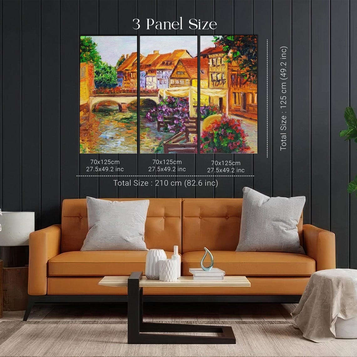 Charming European Old Town Canal Bridge Flower Houses Poster - Image 2