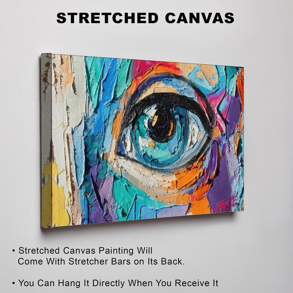 Vibrant Abstract Eye Close-Up Thick Brush Oil Painting Art Poster - Image 3