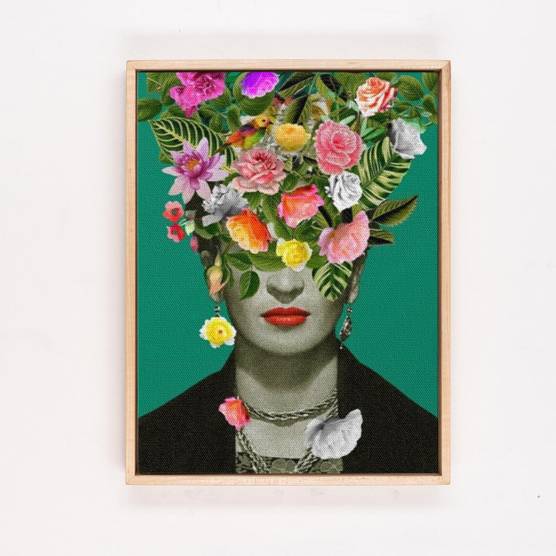 Frida Kahlo Floral Headdress Surreal Pop Portrait Art Poster - Image 4