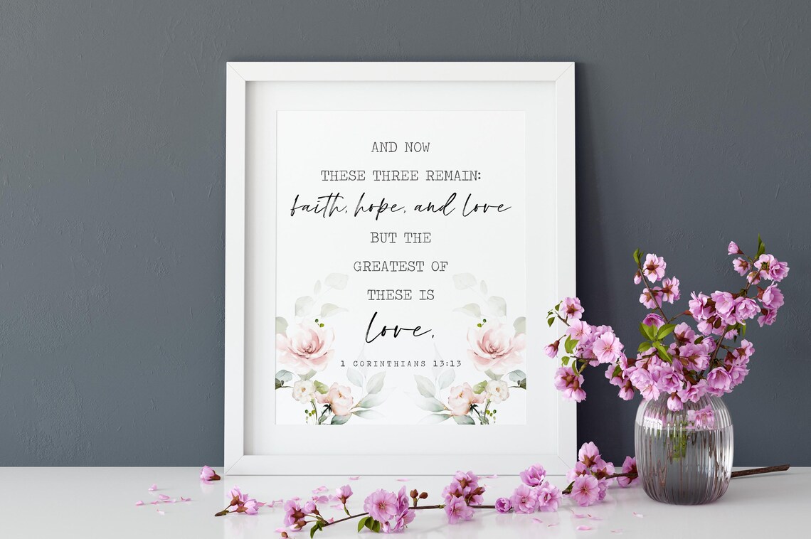 Faith Hope Love Corinthians 13 13 Greatest Of These Is Love Wall Art - Image 2