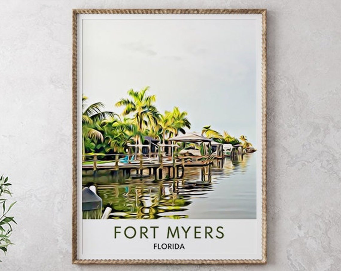 Fort Myers Print Fort Myers Art Florida Print Florida Art Print Florida Wall Art Fort Myers Wall Art Fort Myers Poster Florida - Image 2