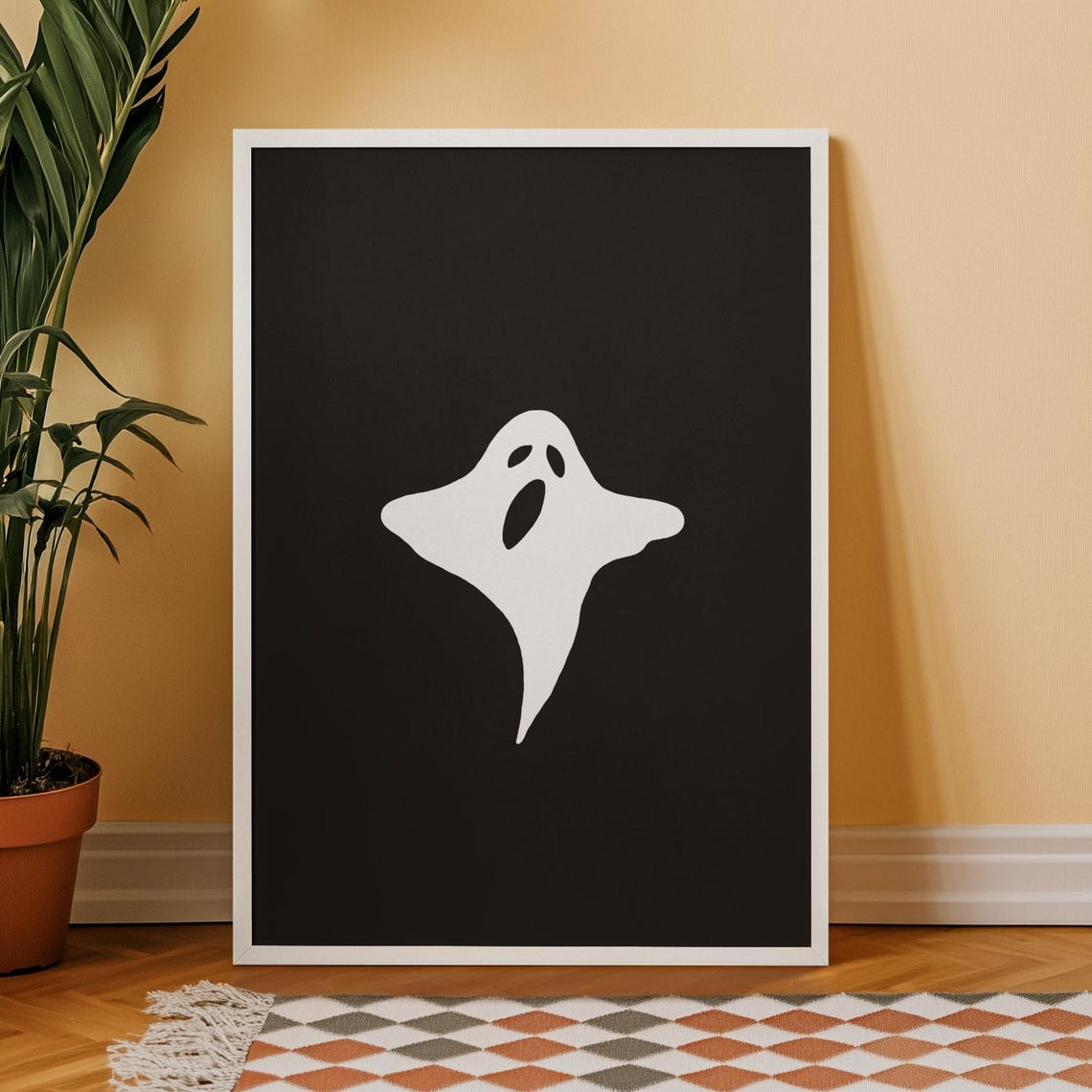 Minimalist Halloween Art Spooky Modern Framed Wall Decor