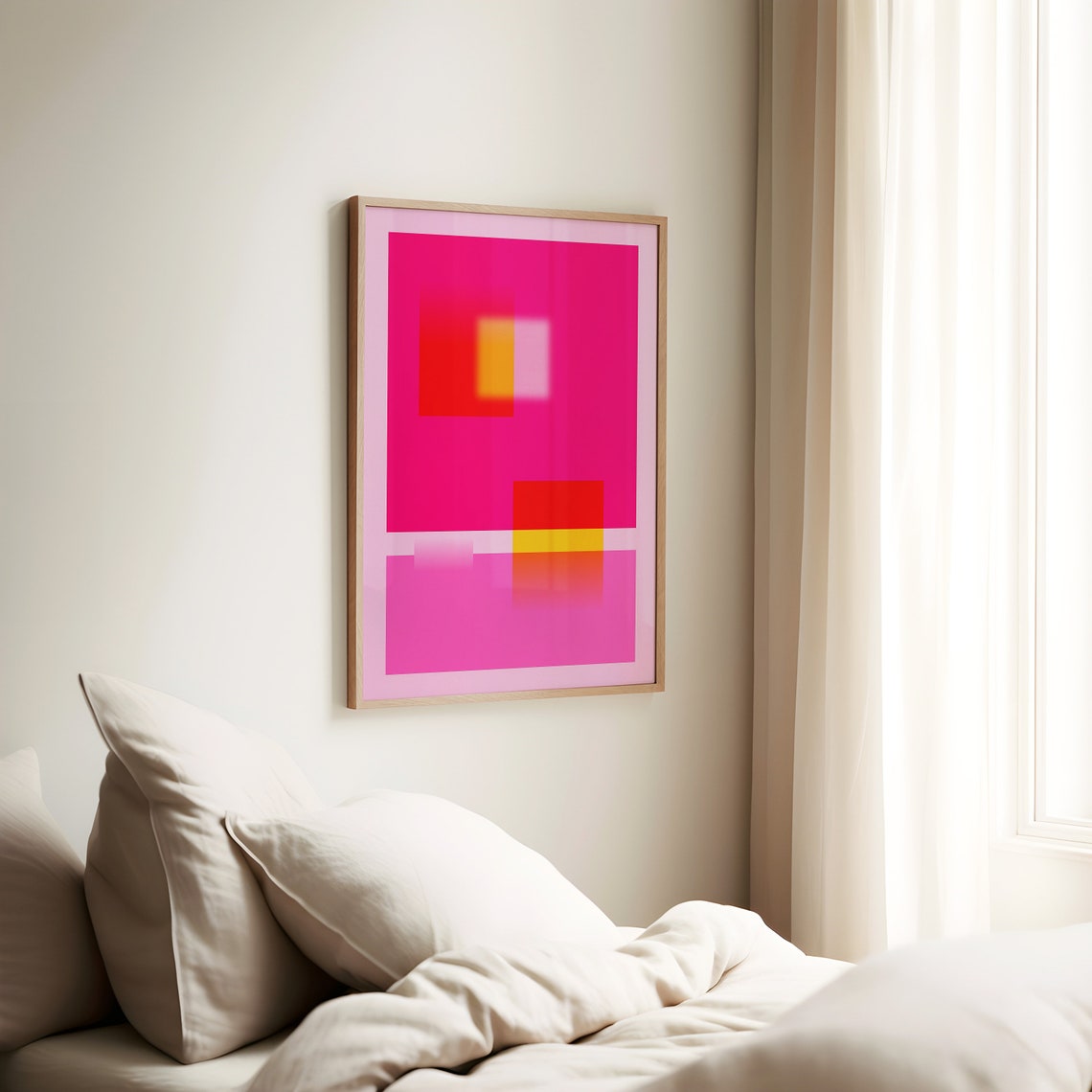 Hot Pink And Orange Abstract Art Print - Image 3