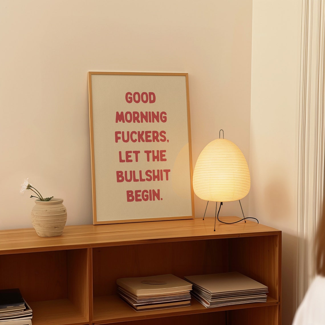 Good Morning Fuckers Let The Bullshit Begin Poster Red Funny Quote - Image 3