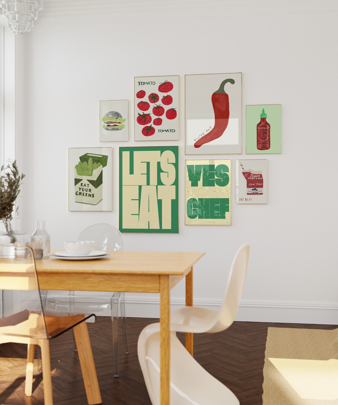 Yes Chef Typography Poster, Funky Kitchen Art - Image 2