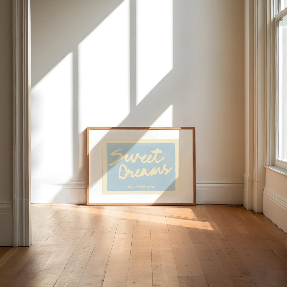Sweet Dreams Do Not Let The Bed Bugs Bite Blue Script Wall Art - Image 2