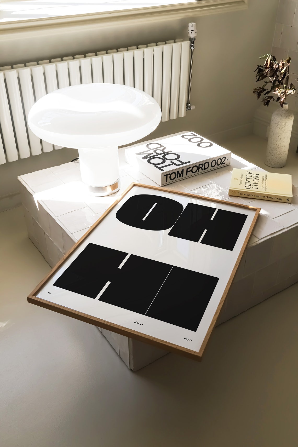 Oh Hi Bold Black Block Letters Minimalist White Greeting Poster - Image 2