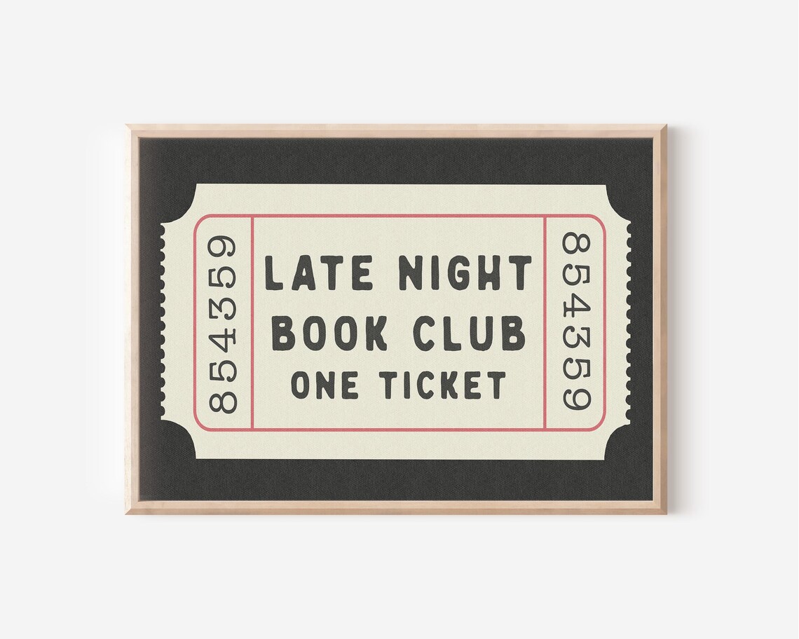 Late Night Book Club Ticket, Retro Bedroom Art Print - Image 4