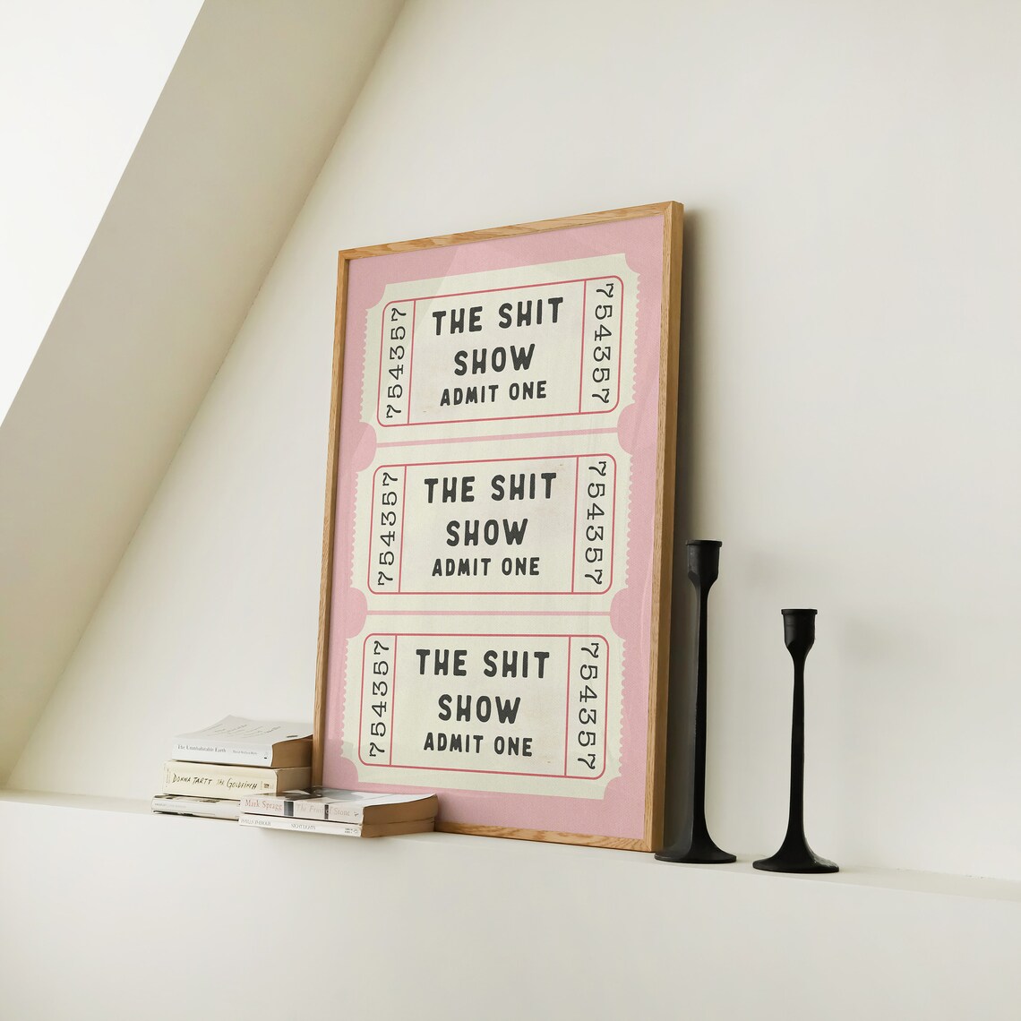 The Shit Show Ticket, Retro Pink Humor Art Print - Image 4