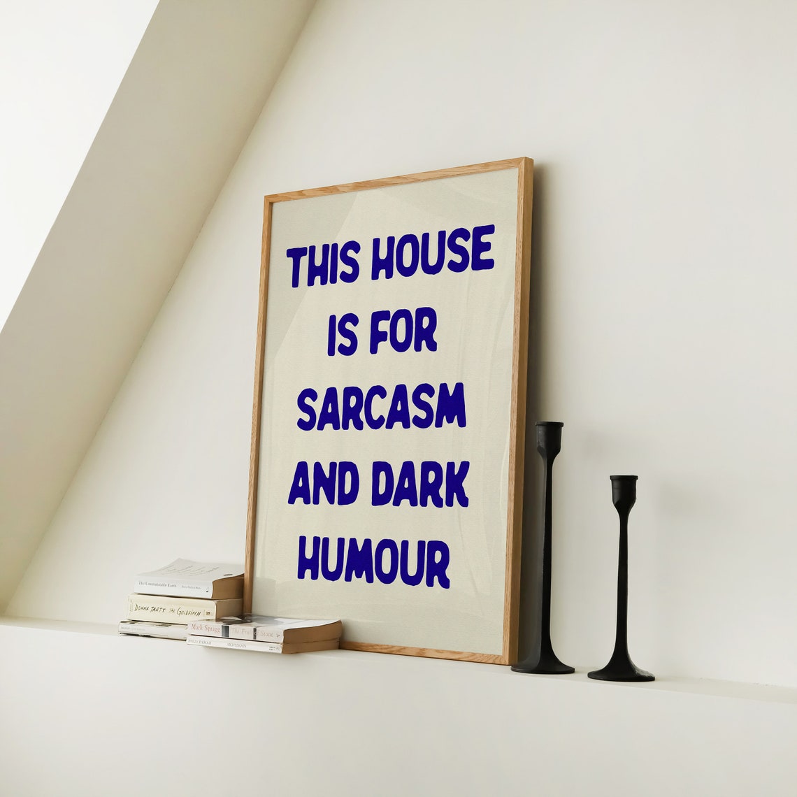 This House Is for Sarcasm and Dark Humour Funny Navy Quote Poster - Image 2