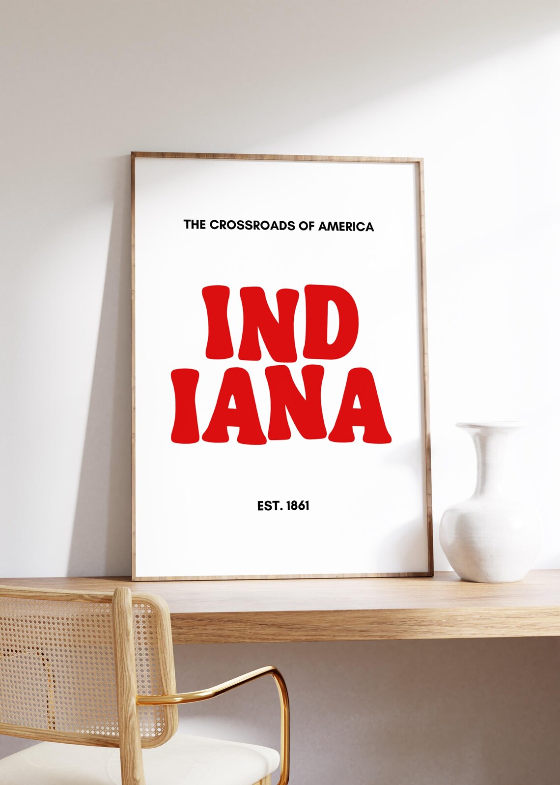 Indiana The Crossroads of America Bold Retro Typography Poster Decor