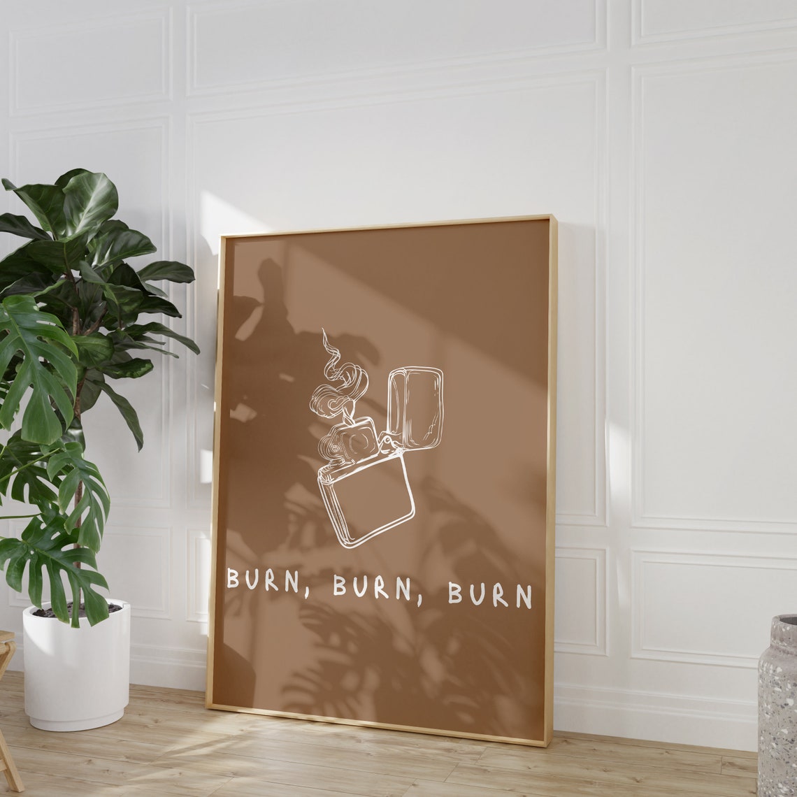 Burn Burn Burn Vintage Lighter Neutral Quote Poster Art Dorm - Image 2